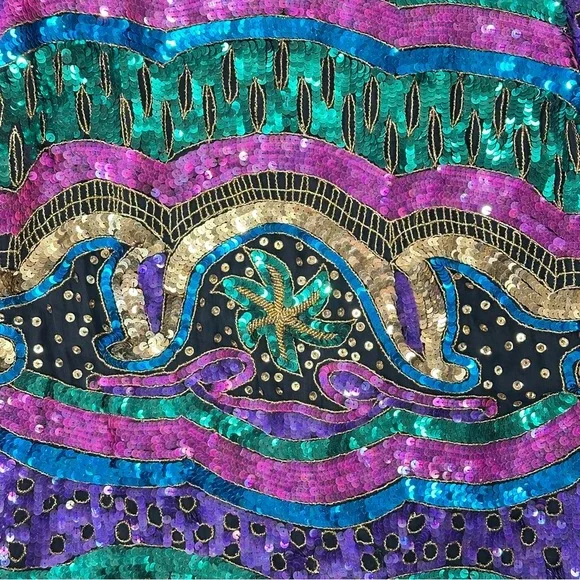 Jakelin Designs vintage silk sequin statement jacket XL - Picture 11 of 16